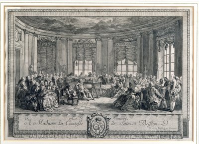 Il Concerto a casa della Contessa di Saint Brisson, inciso da L. Provost da Augustin de Saint Aubin